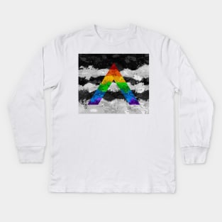 Abstract Paint Splatter LGBT Ally Pride Flag Pattern Kids Long Sleeve T-Shirt